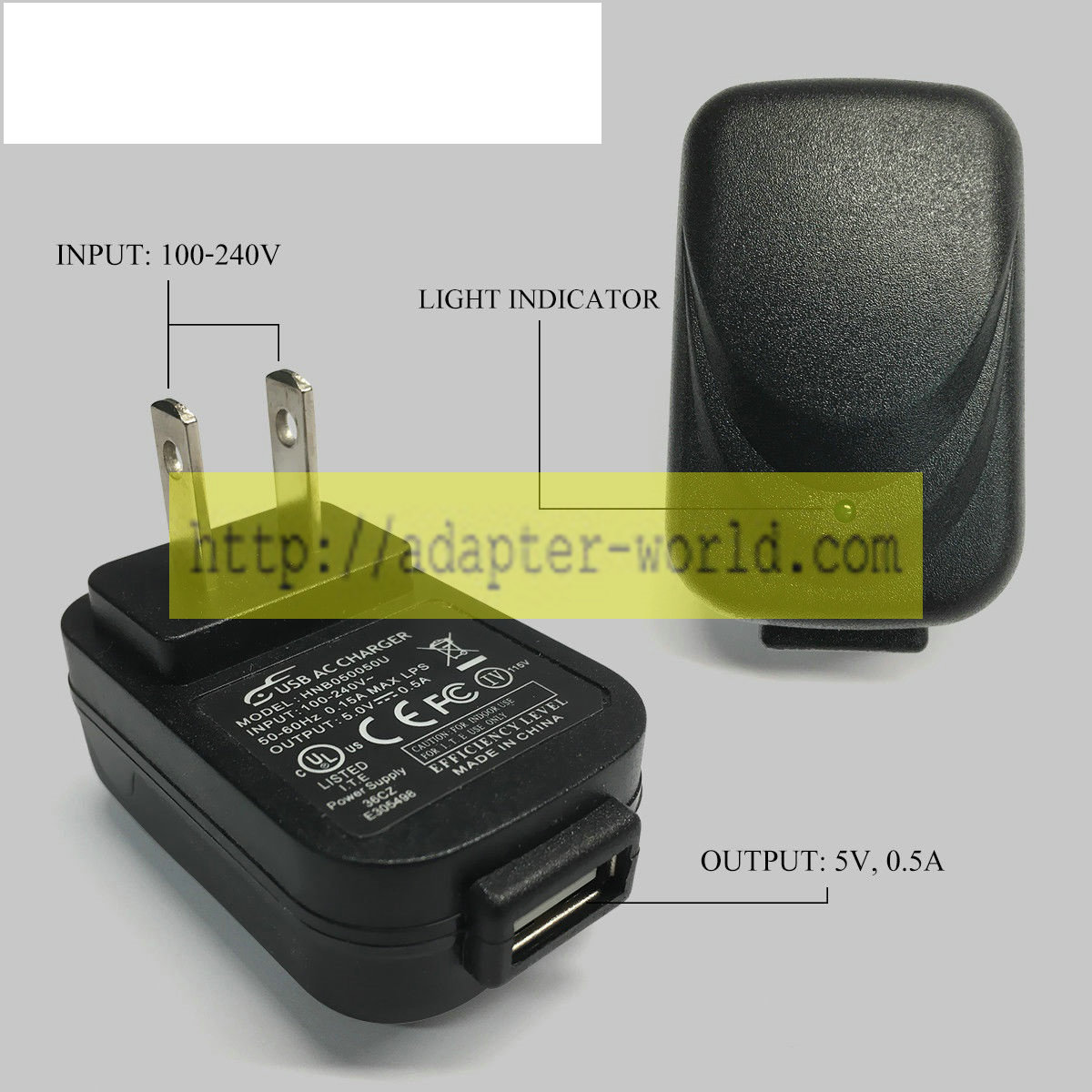 *Brand NEW*5V DC 0.5A 500mA Rocketfish HNB050050U AC Wall USB Adapter Charger POWER SUPPLY